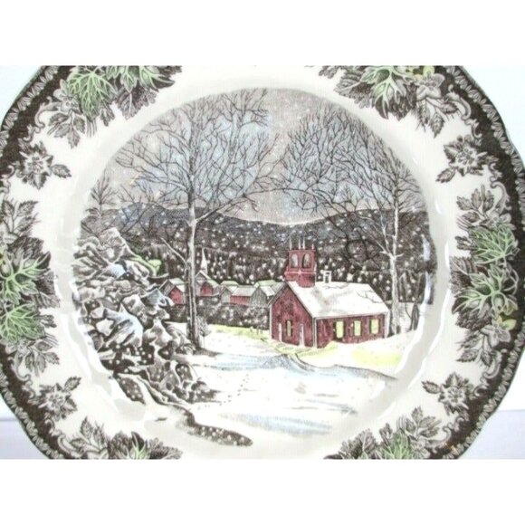 Johnson Bros FRIENDLY VILLAGE 10" DINNER PLATES School House England SET OF 4 - Picture 11 of 11